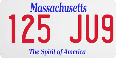 MA license plate 125JU9