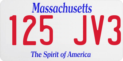 MA license plate 125JV3