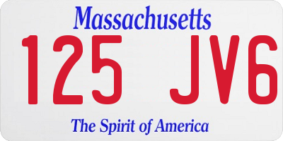 MA license plate 125JV6