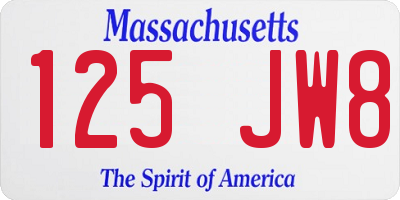 MA license plate 125JW8