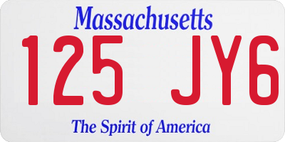 MA license plate 125JY6