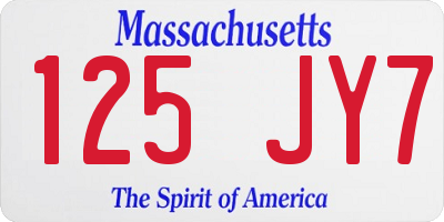 MA license plate 125JY7