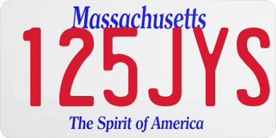 MA license plate 125JYS