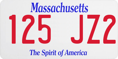 MA license plate 125JZ2