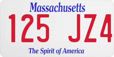 MA license plate 125JZ4