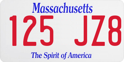 MA license plate 125JZ8