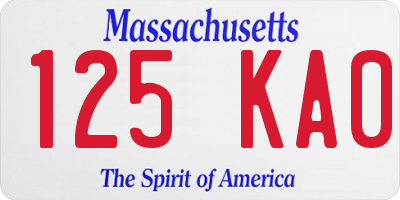 MA license plate 125KA0