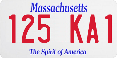 MA license plate 125KA1