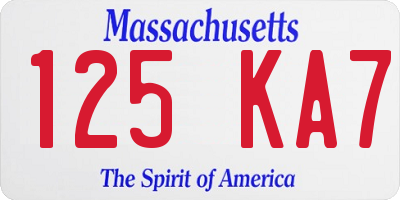 MA license plate 125KA7