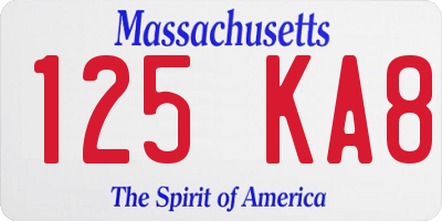 MA license plate 125KA8