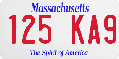 MA license plate 125KA9