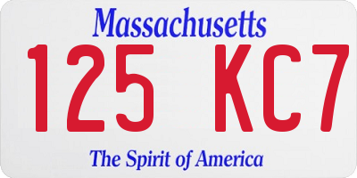 MA license plate 125KC7