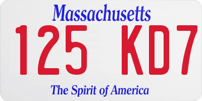MA license plate 125KD7