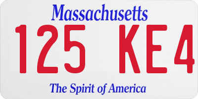 MA license plate 125KE4