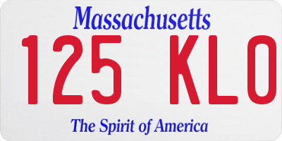 MA license plate 125KL0