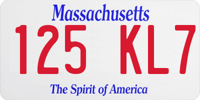 MA license plate 125KL7