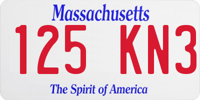 MA license plate 125KN3