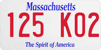 MA license plate 125KO2