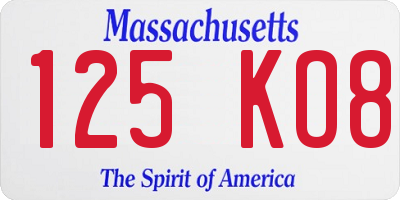 MA license plate 125KO8