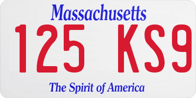 MA license plate 125KS9