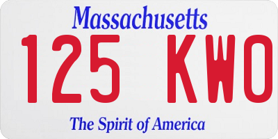 MA license plate 125KW0