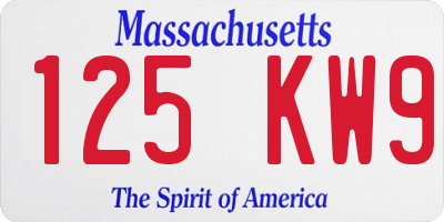 MA license plate 125KW9