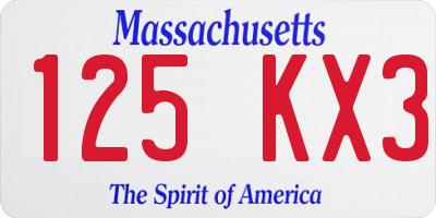 MA license plate 125KX3