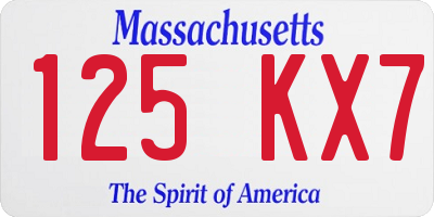 MA license plate 125KX7