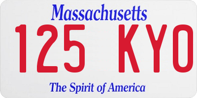 MA license plate 125KY0