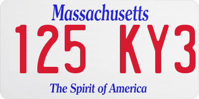 MA license plate 125KY3