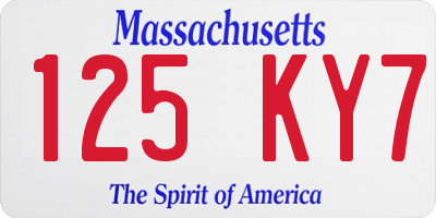 MA license plate 125KY7
