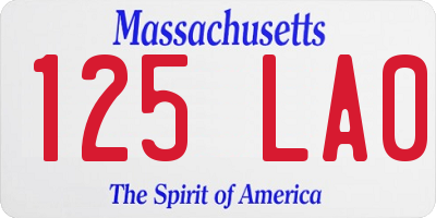 MA license plate 125LA0