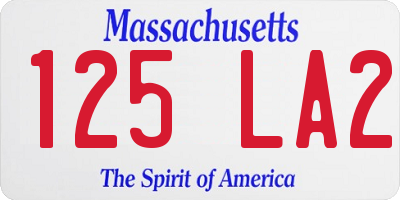 MA license plate 125LA2
