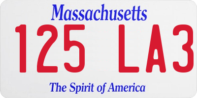 MA license plate 125LA3