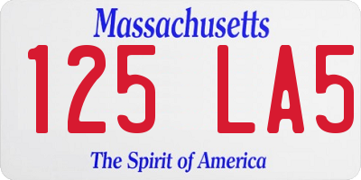 MA license plate 125LA5