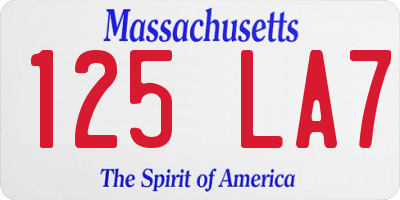 MA license plate 125LA7