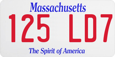 MA license plate 125LD7