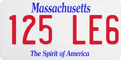 MA license plate 125LE6