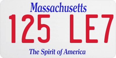 MA license plate 125LE7
