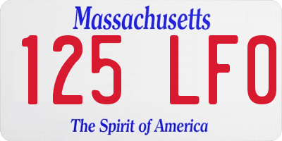 MA license plate 125LF0