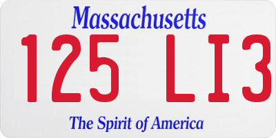 MA license plate 125LI3