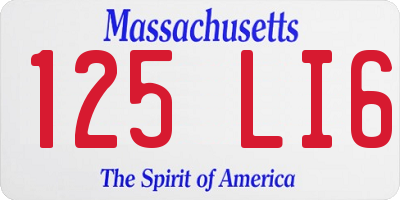MA license plate 125LI6