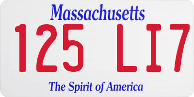 MA license plate 125LI7