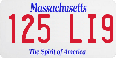 MA license plate 125LI9