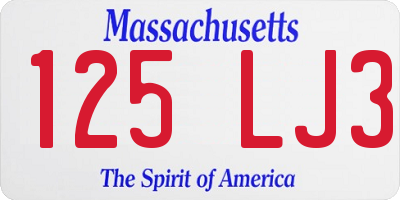 MA license plate 125LJ3