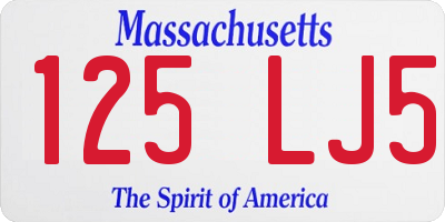 MA license plate 125LJ5
