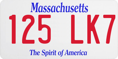 MA license plate 125LK7