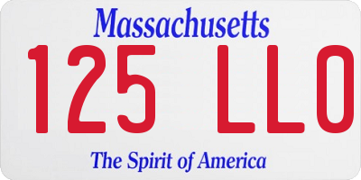 MA license plate 125LL0