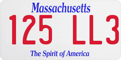 MA license plate 125LL3
