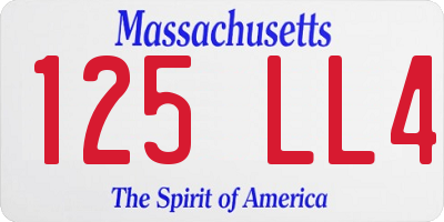 MA license plate 125LL4